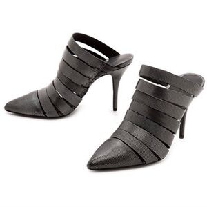 Alexander Wang Black and Silver Mules